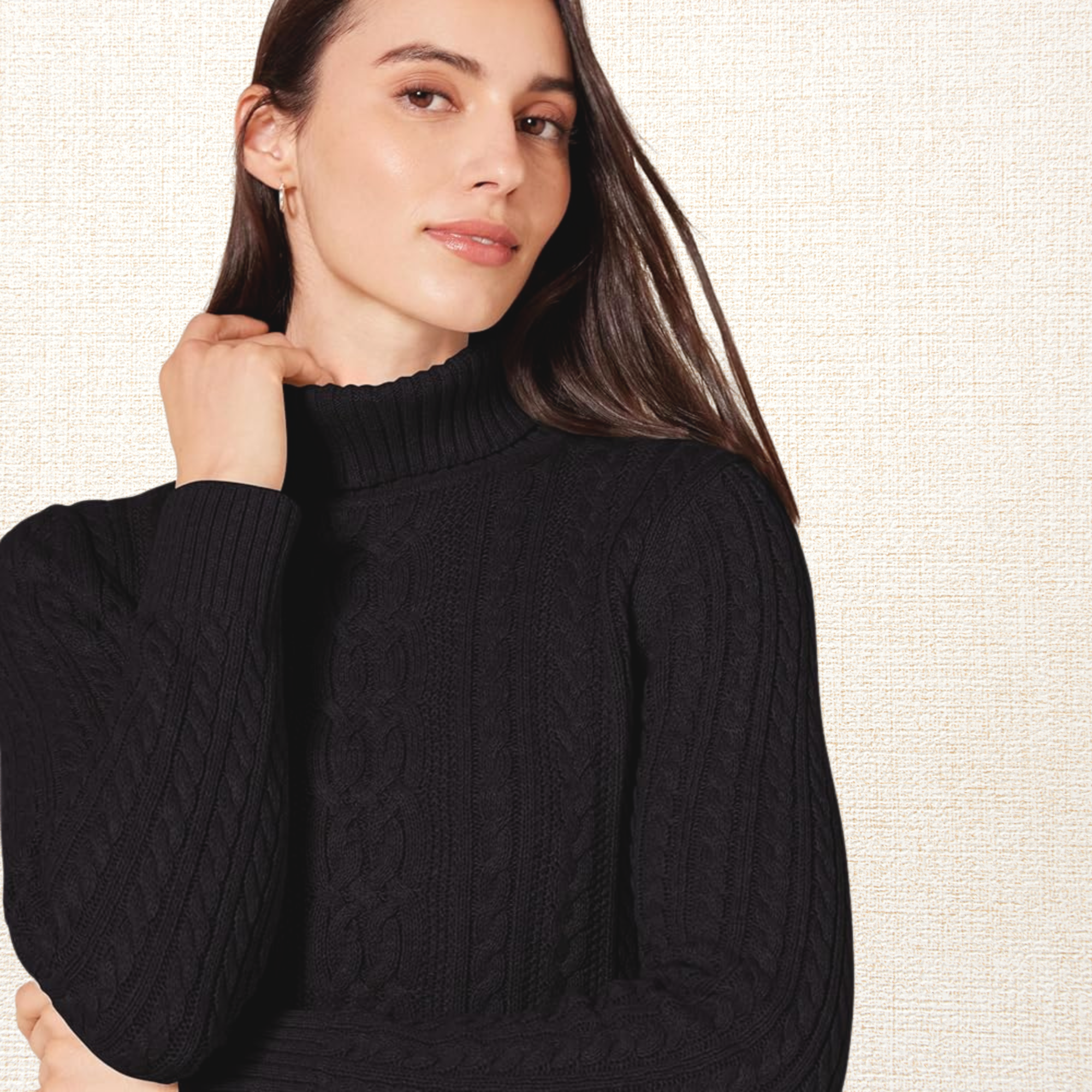 Sweater Mujer Londres Trenzado Algodón Negro