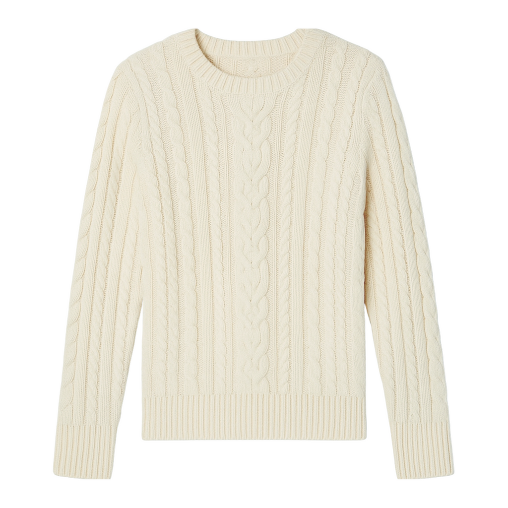 Sweater Mujer New York Trenzado Algodón Marfil