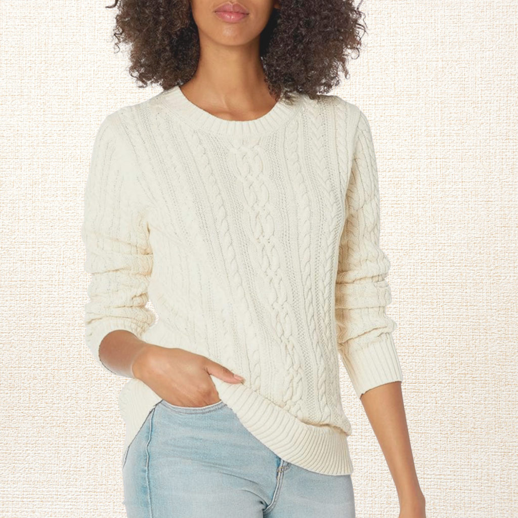 Sweater Mujer New York Trenzado Algodón Marfil