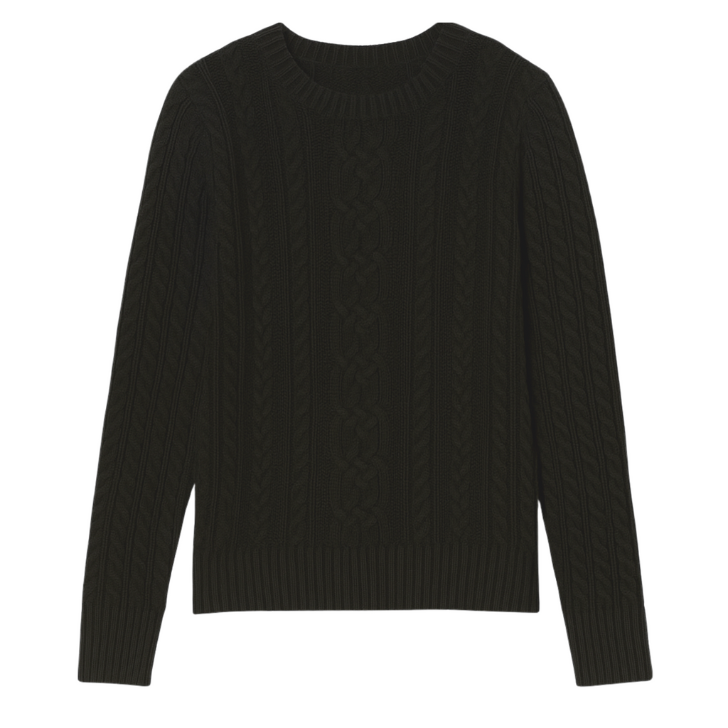 Sweater Mujer New York Trenzado Algodón Negro
