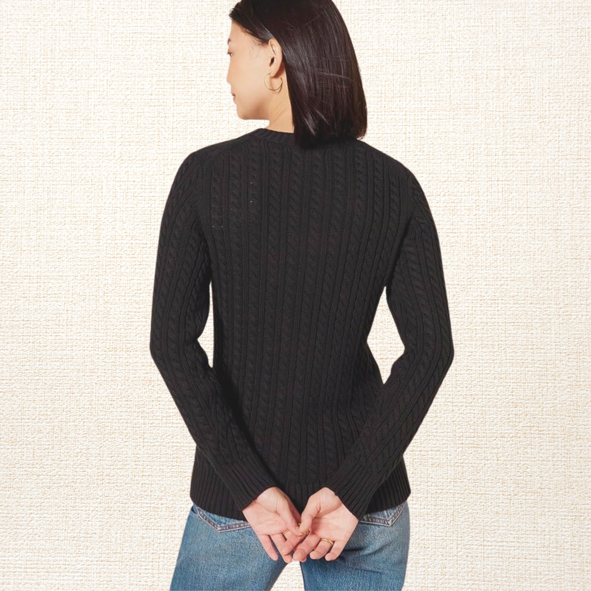 Sweater Mujer New York Trenzado Algodón Negro