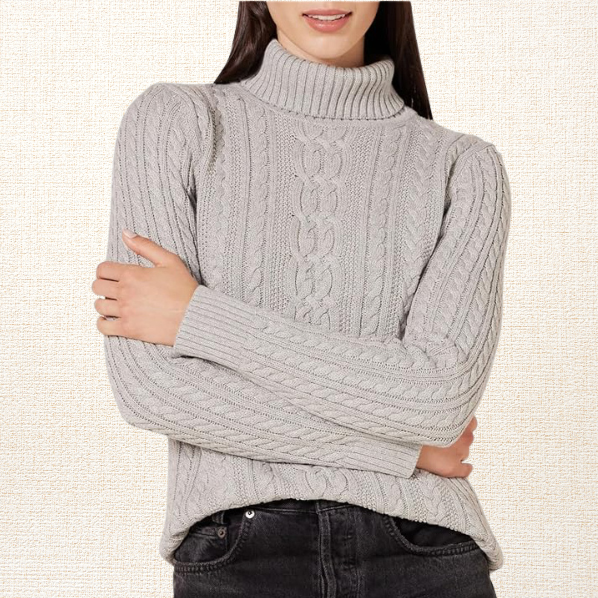 Sweater Mujer Londres Trenzado Algodón Gris