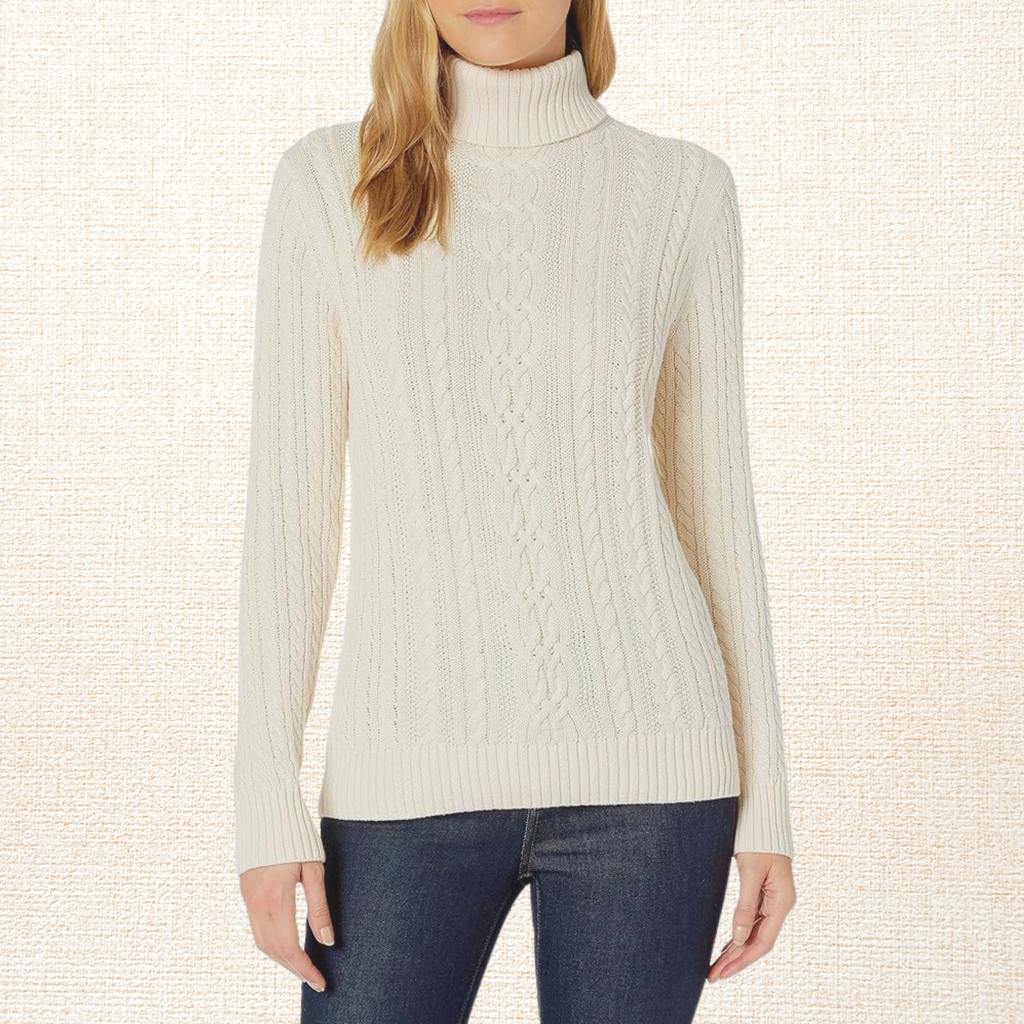 Sweater Mujer Londres Trenzado Algodón Marfil