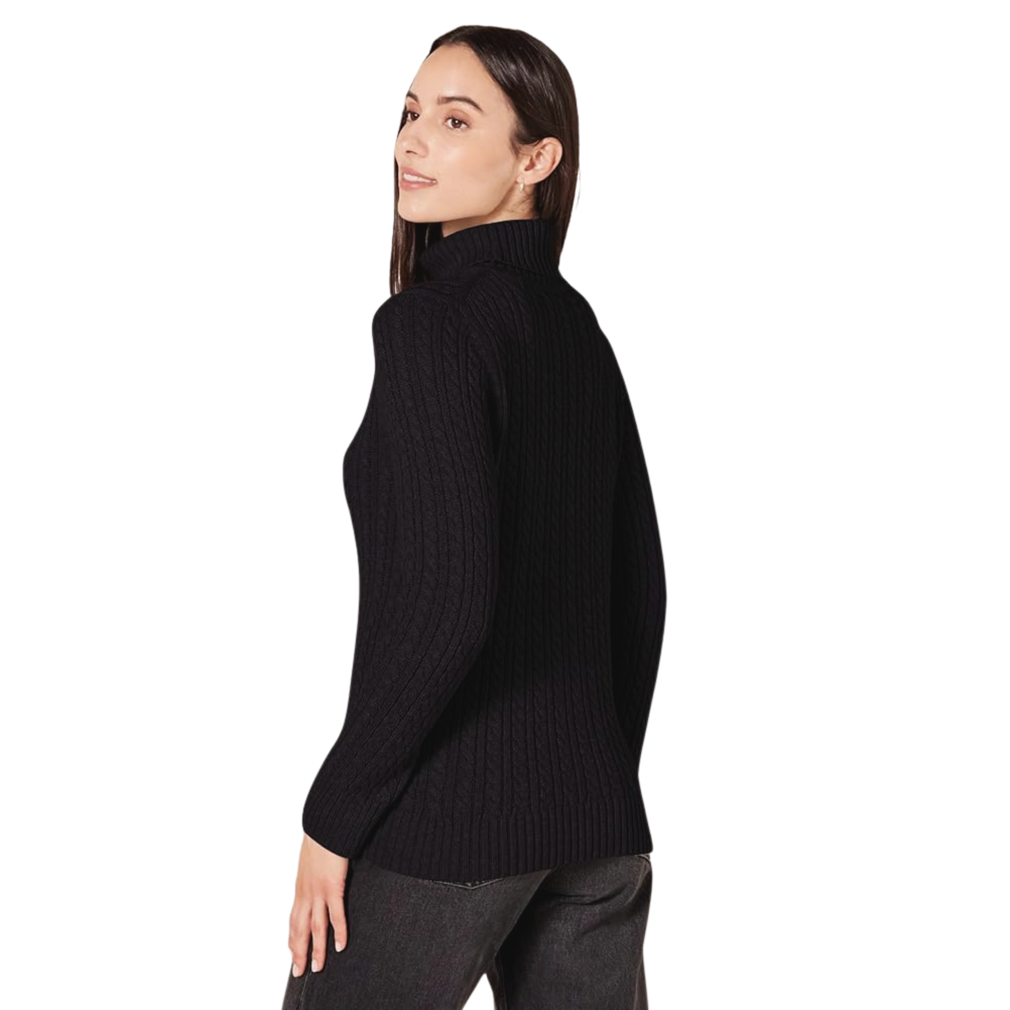 Suéter Mujer Londres Cuello Tortuga Algodón Negro