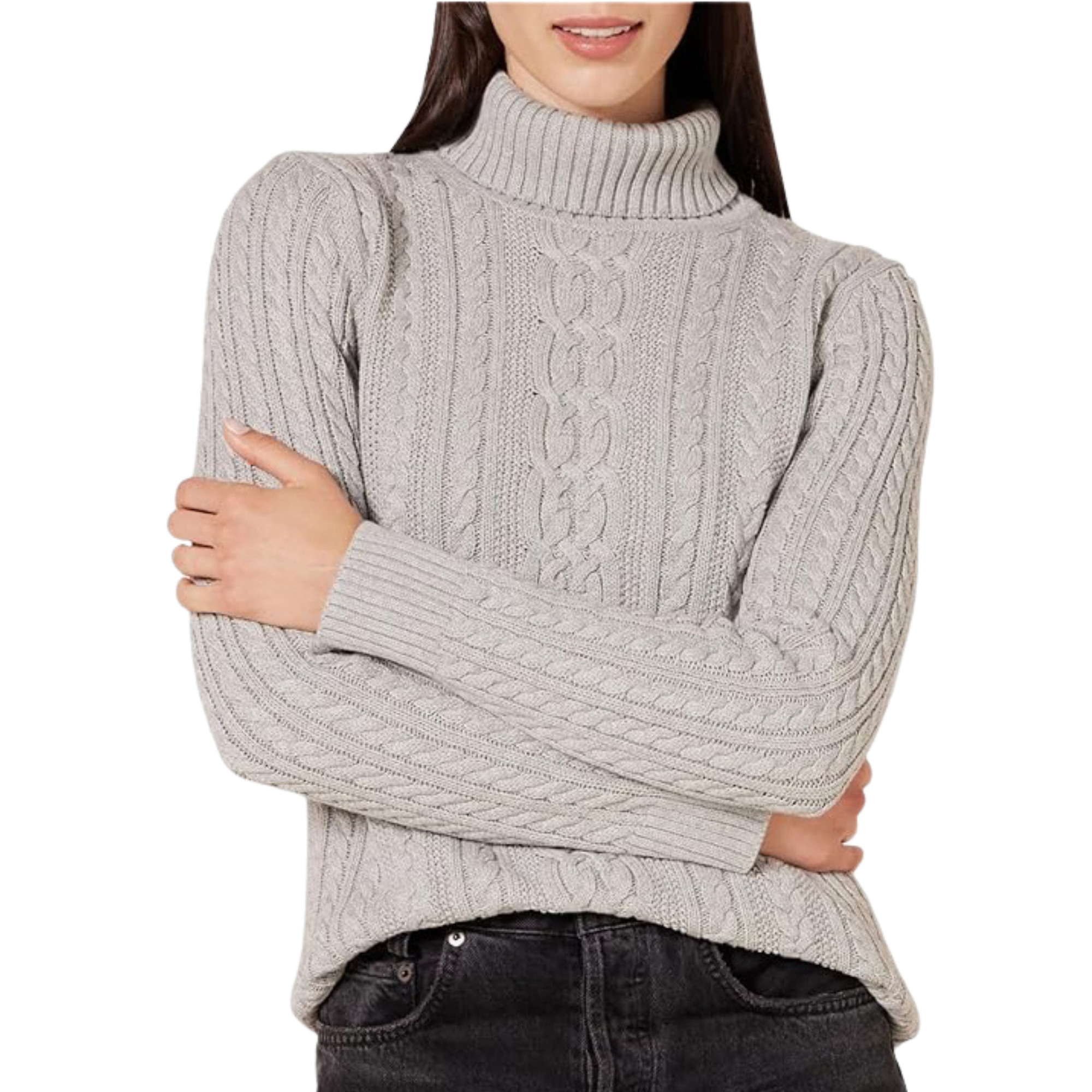 Suéter Mujer Londres Cuello Tortuga Algodón Gris