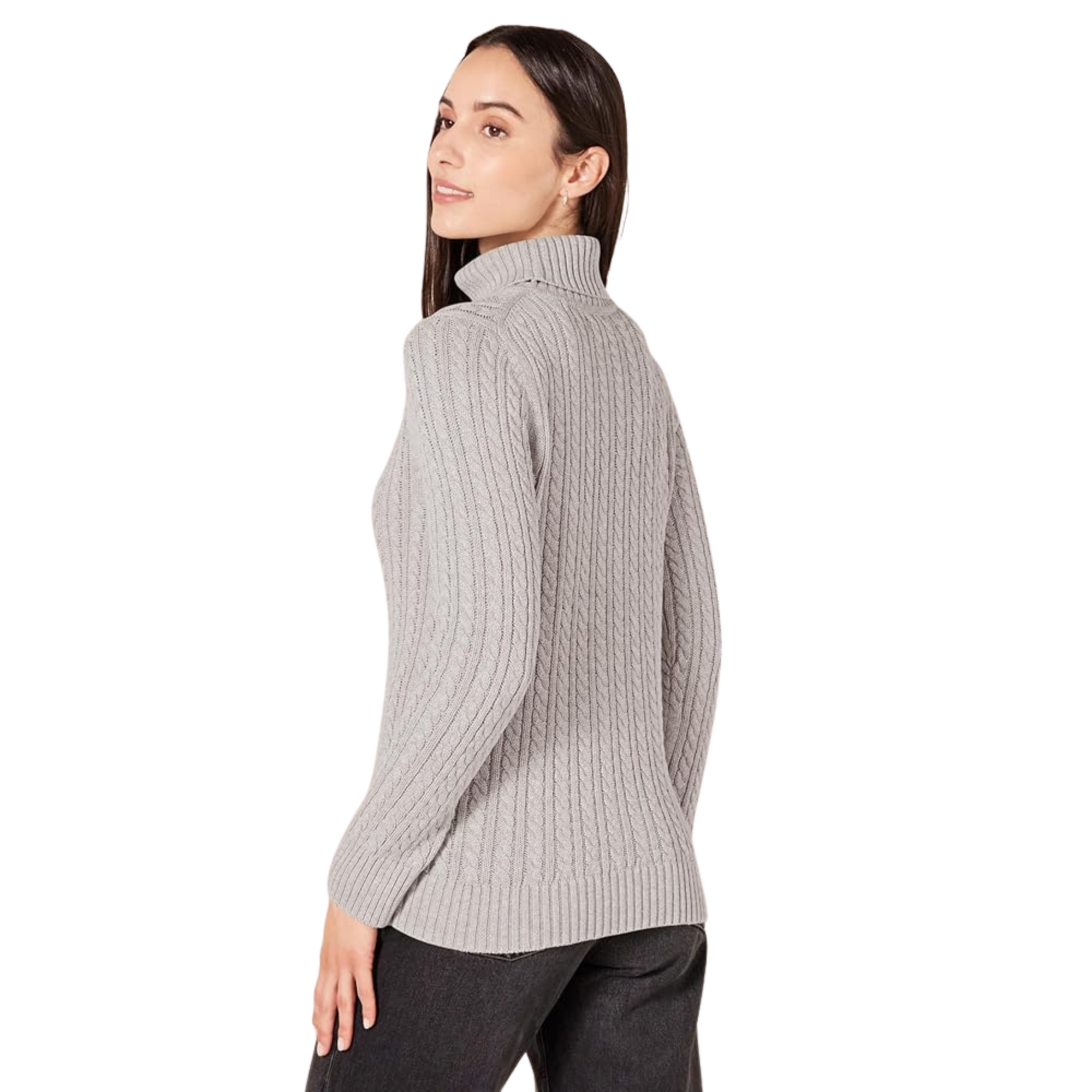 Suéter Mujer Londres Cuello Tortuga Algodón Gris