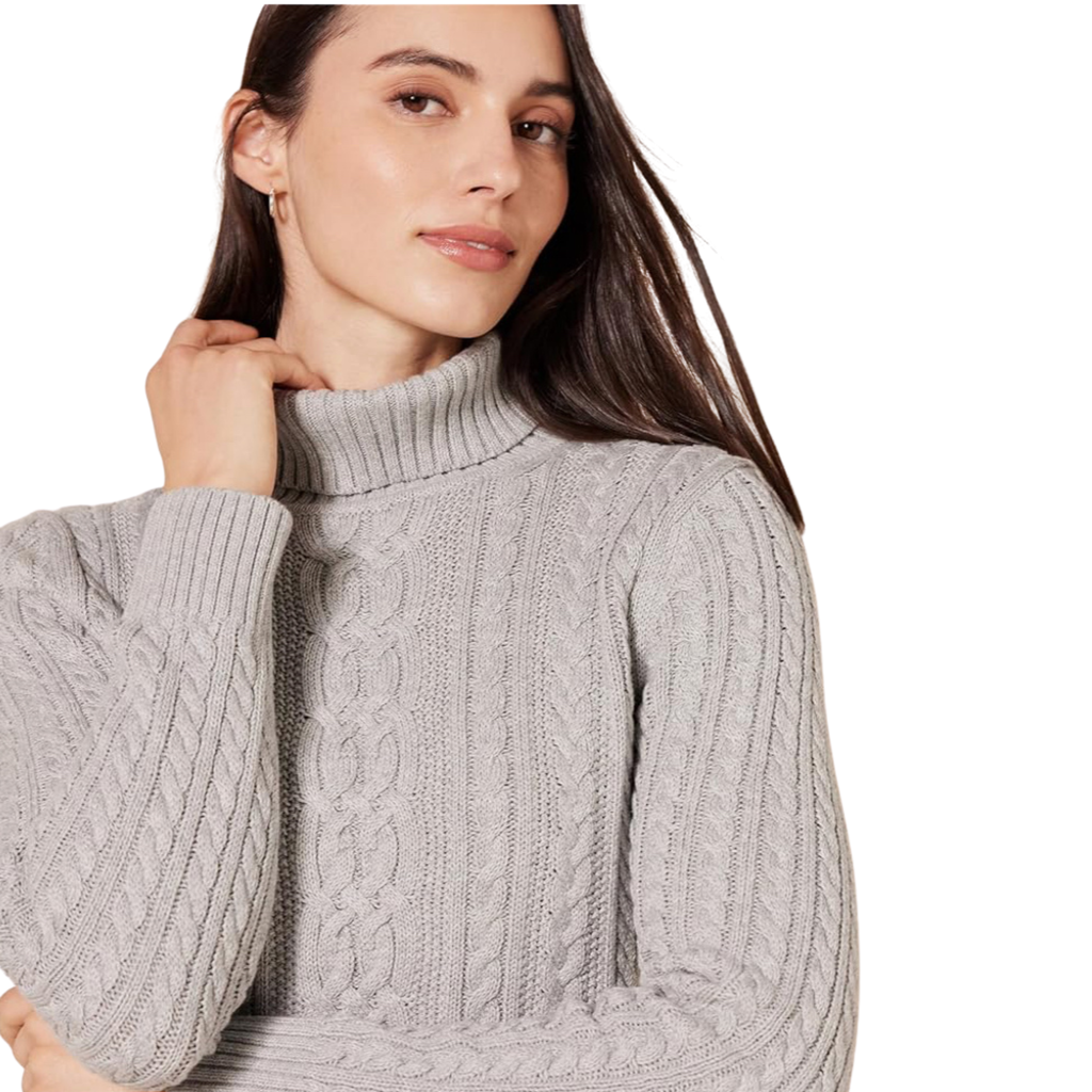 Suéter Mujer Londres Cuello Tortuga Algodón Gris