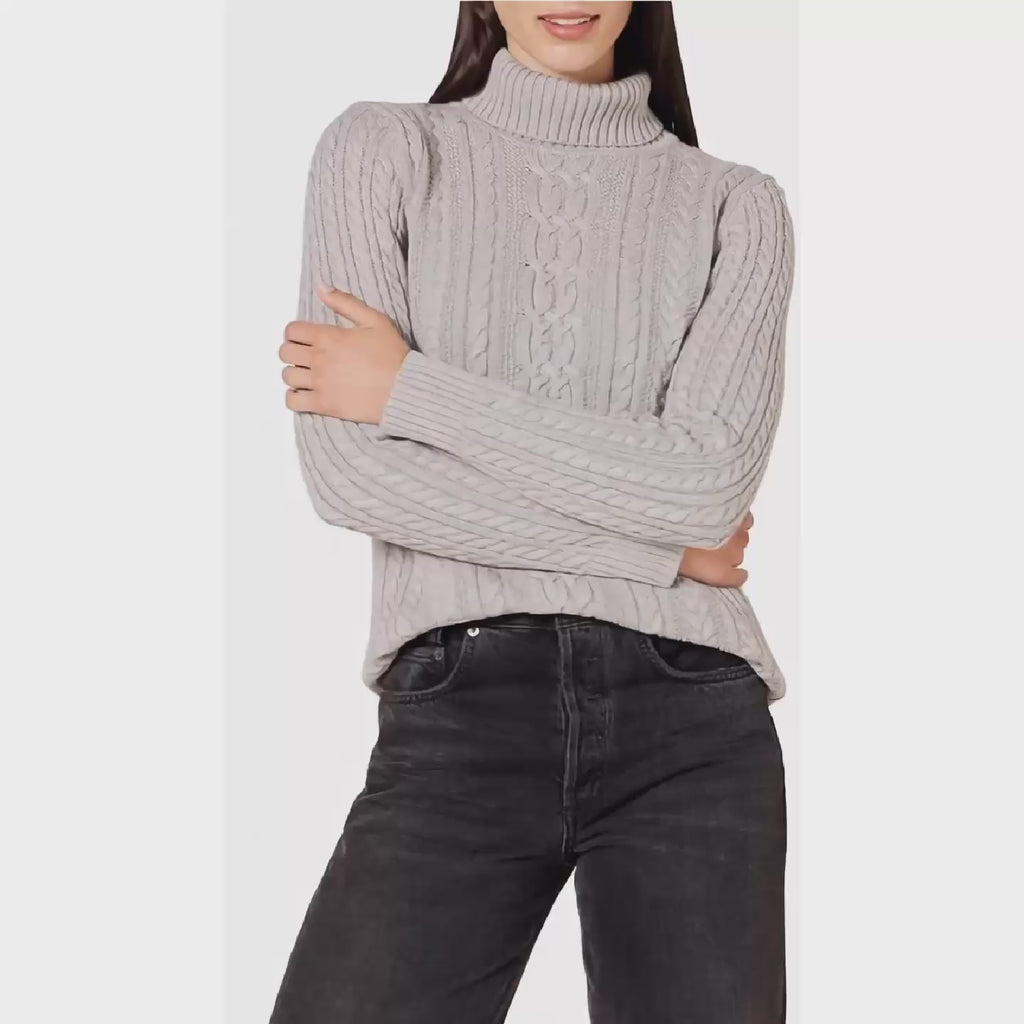 Sweater Mujer Londres Trenzado Algodón Gris