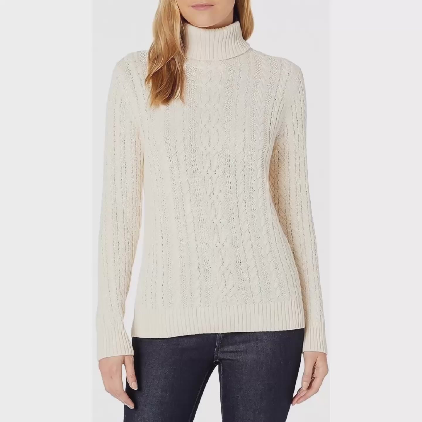 Sweater Mujer Londres Trenzado Algodón Marfil