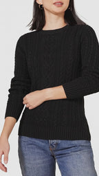 Suéter Mujer New York Trenzado Algodón Negro