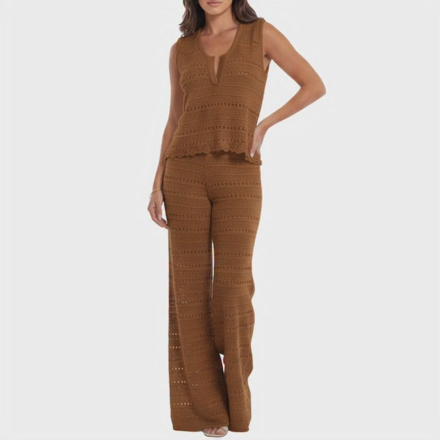 Conjunto Set Verano Tejido Café