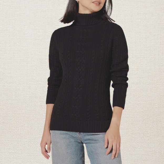 Sweater Mujer Londres Trenzado Algodón Negro
